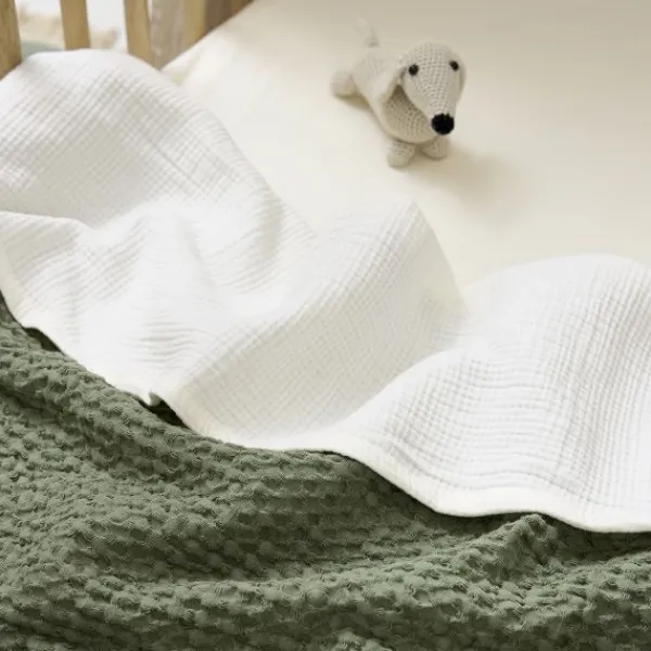 Meyco Baby Uni Wieglaken - Pre-Washed Hydrofiel - 75 x 100 cm - Soft Olive> Wieglakens