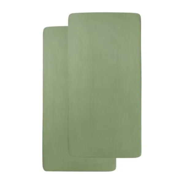 Meyco Baby Wieghoeslaken Uni Olive Green 40 x 80 / 90 cm 2-Pack> Hoeslakens
