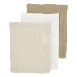 Meyco Hydrofiele Washandjes - 3 stuks - 20x17cm - Natural / Jeans Blue / Indigo> Washandjes