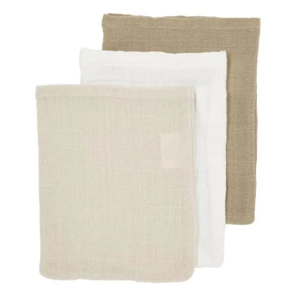 Meyco Hydrofiele Washandjes - 3 stuks - 20x17cm - Natural / Jeans Blue / Indigo> Washandjes