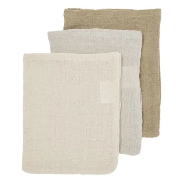 Meyco Hydrofiele Washandjes - 3 stuks - 20x17cm - Natural / Jeans Blue / Indigo> Washandjes