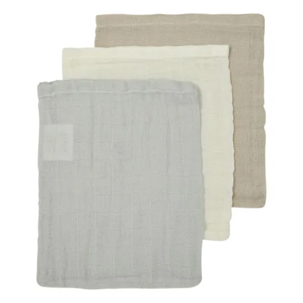 Meyco Hydrofiele Washandjes - 3 stuks - 20x17cm - Natural / Jeans Blue / Indigo> Washandjes