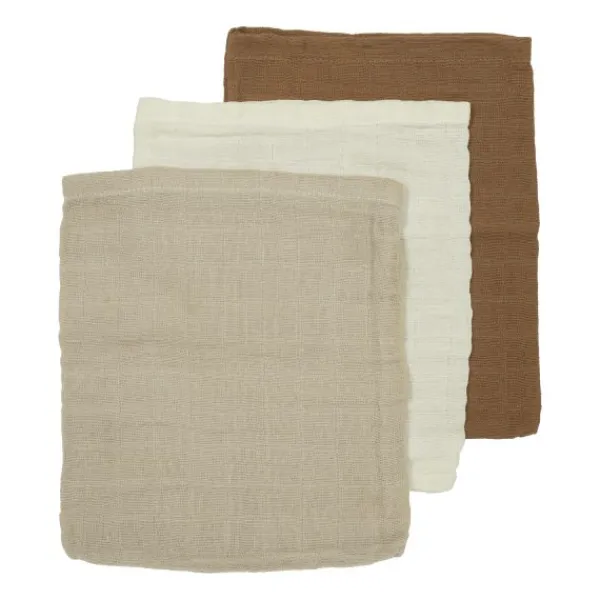 Meyco Hydrofiele Washandjes - 3 stuks - 20x17cm - Natural / Jeans Blue / Indigo> Washandjes