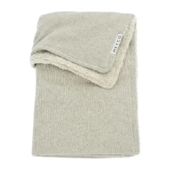 Meyco Ledikantdeken Knit Basic Sand Melange Teddy 100x150cm> Ledikantdekens