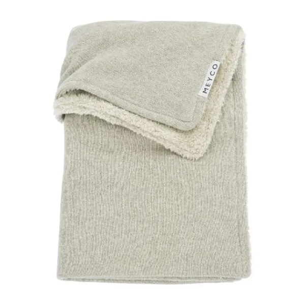 Meyco Ledikantdeken Knit Basic Sand Melange Teddy 100x150cm> Ledikantdekens