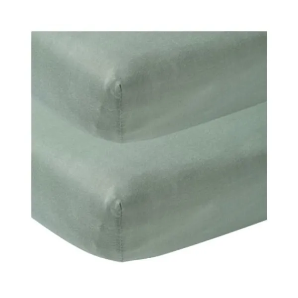 Meyco Ledikanthoeslaken Jersey Stone Green 60 x 120 cm (2-Pack)> Hoeslakens