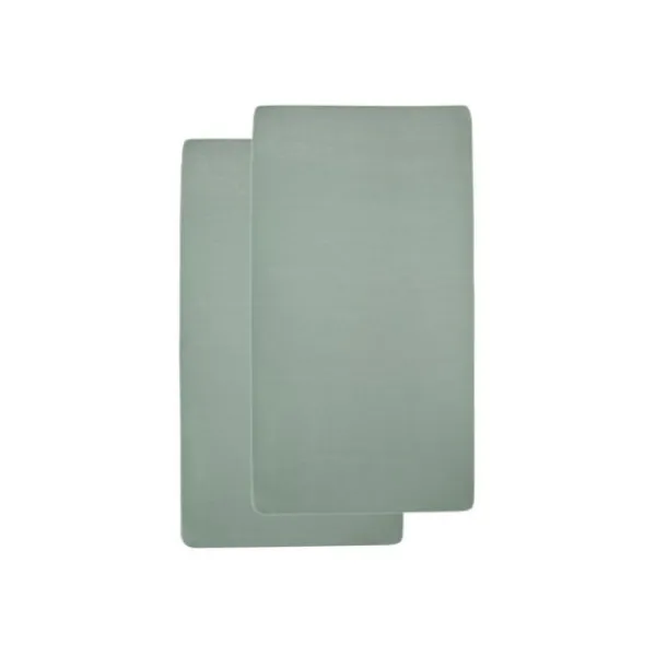 Meyco Ledikanthoeslaken Jersey Stone Green 60 x 120 cm (2-Pack)> Hoeslakens
