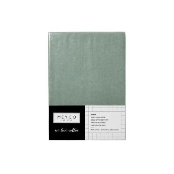 Meyco Ledikanthoeslaken Jersey Stone Green 60 x 120 cm (2-Pack)> Hoeslakens
