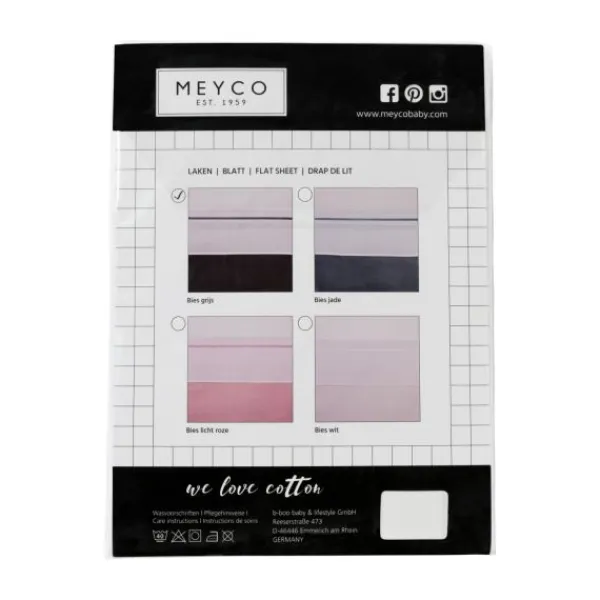 Meyco Ledikantlaken Bies Grijs 100 x 150 cm> Ledikantlakens