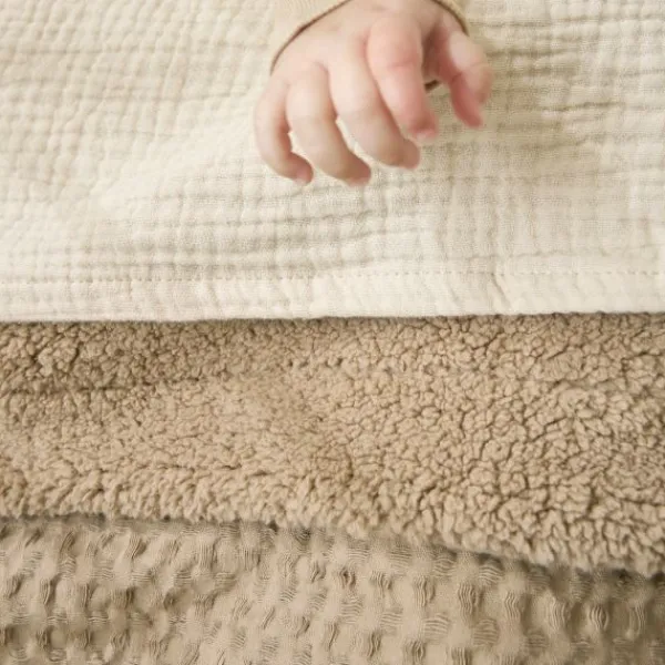 Meyco Wiegdeken Wafel Teddy Sand 75 x 100 cm> Wiegdekens