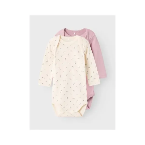 Name It Romper Floral 2-Pack Pink / Buttercream 74> Rompertjes