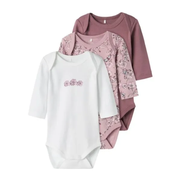 Name It Romper 3-Pack - Dolphin - Pure Cashmere - Maat 56> Rompertjes