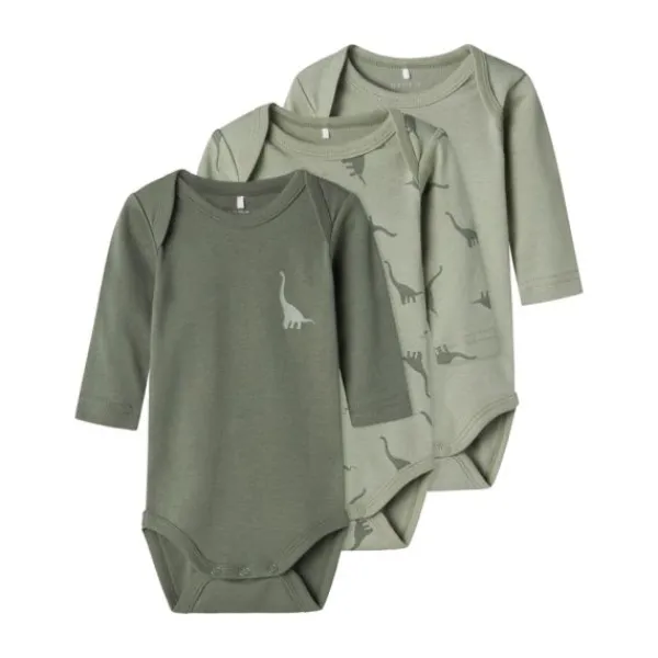 Name It Romper 3-Pack - Dolphin - Pure Cashmere - Maat 56> Rompertjes