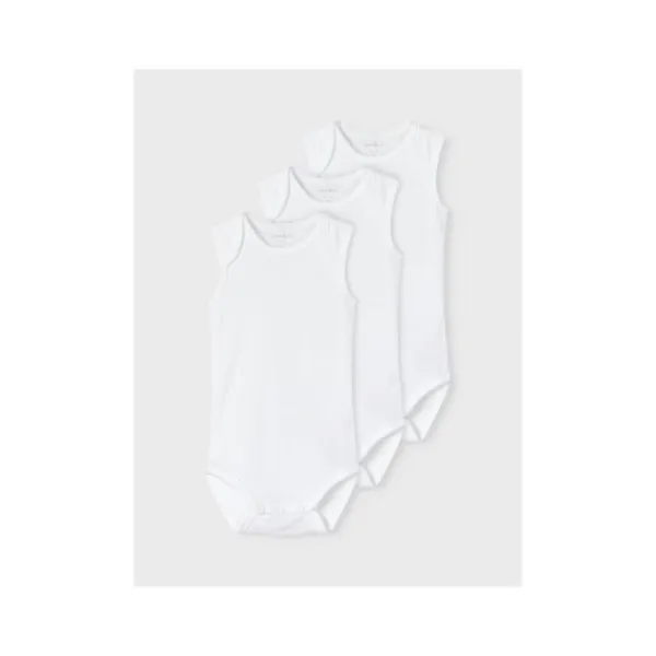 Name It Romper Zonder Mouw 3-Pack Bright White 56> Rompertjes