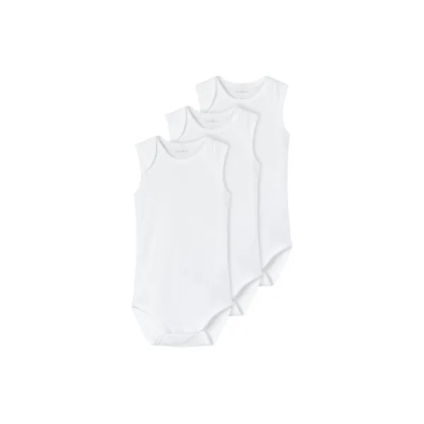 Name It Romper Zonder Mouw 3-Pack Bright White 56> Rompertjes