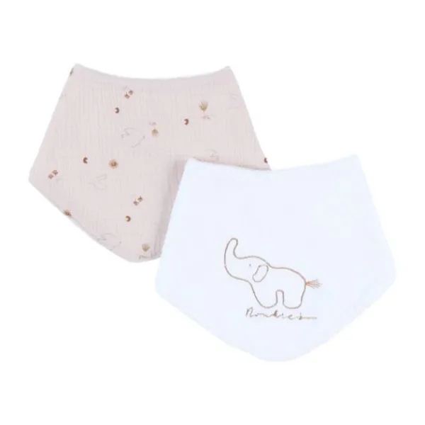 Noukie's B&M Set 2 Bandana Slabbetjes – Badstof & Katoen – Bali, Geluksduiven> Slabben