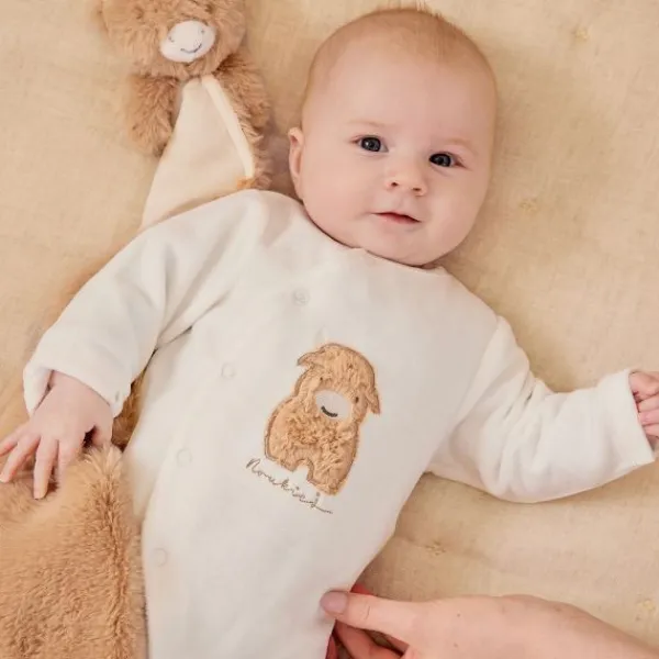Noukie's F&O Pyjama Met Borduursel - 00 Mnd - Velours - Wit> Pyjama's