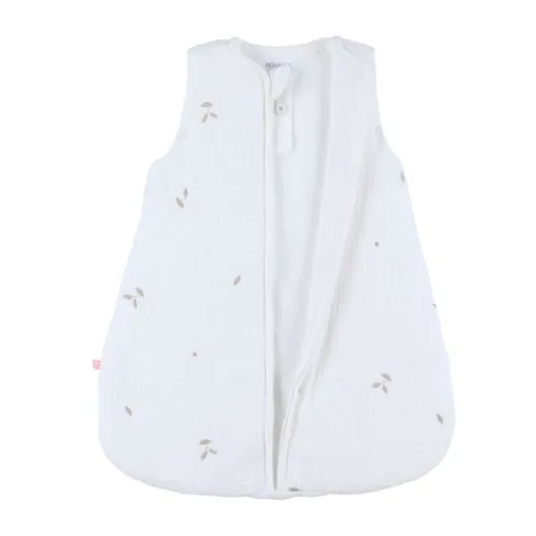 Noukie's F&O Slaapzak Met Borduursel - Maat 50 cm - Gewatteerde Mousseline - Wit> 4-Seizoenen Slaapzakken