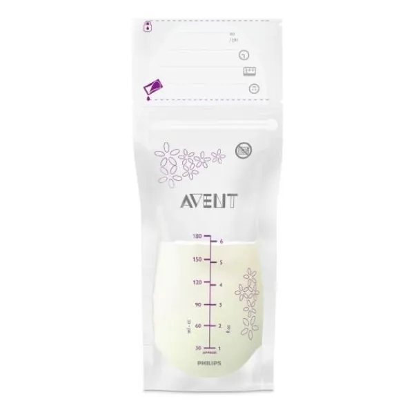 Philips Avent Bewaarzakjes Voor Moedermelk 180ml (25 stuks) SCF603/25> Melk Bewaarzakjes