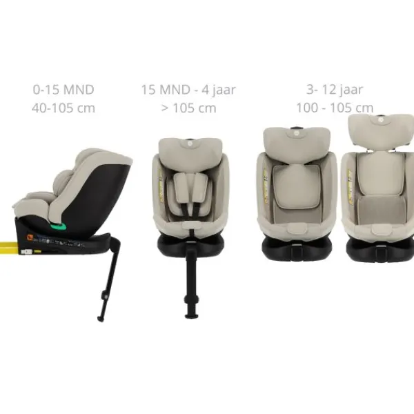 Puck Autostoel JUNE-sand Draaibaar Groep 0/1/2/3 (40-150 cm)> I-Size Autostoelen