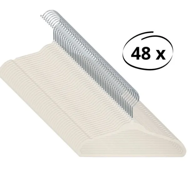 Puck Kledinghanger Velours Ecru (6 stuks)> Kledinghangers