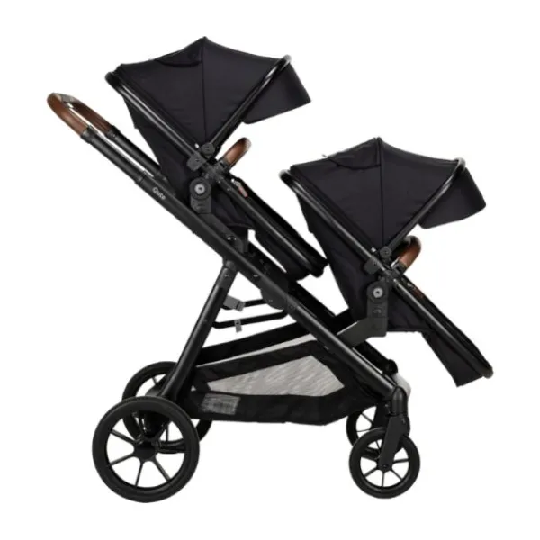 Qute Duo Kinderwagen Q-Twin Jeans Zwart> Uitbreidbare Kinderwagens|Tweeling Kinderwagens