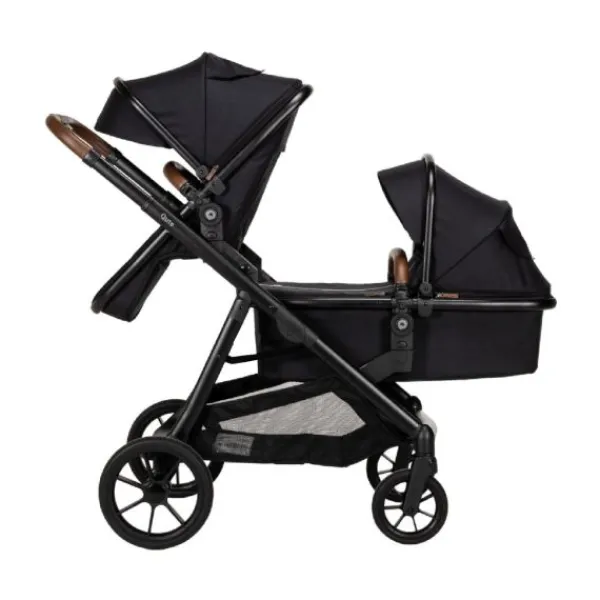 Qute Duo Kinderwagen Q-Twin Jeans Zwart> Uitbreidbare Kinderwagens|Tweeling Kinderwagens