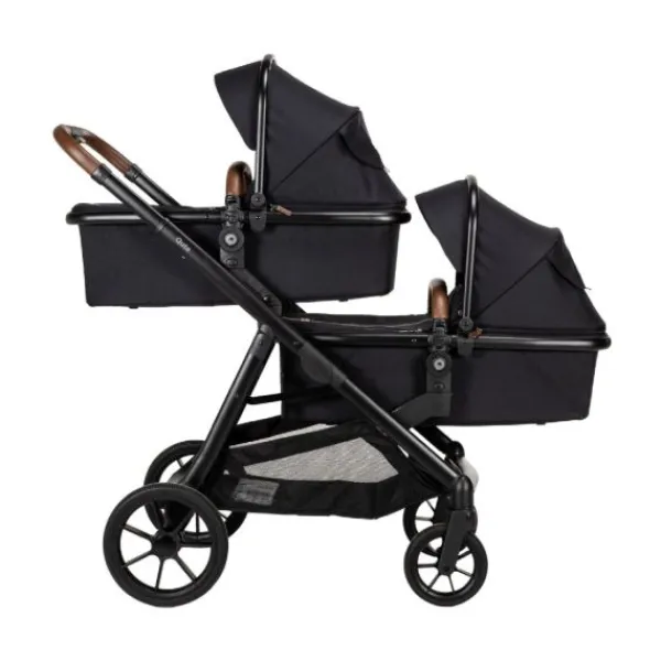 Qute Duo Kinderwagen Q-Twin Jeans Zwart> Uitbreidbare Kinderwagens|Tweeling Kinderwagens