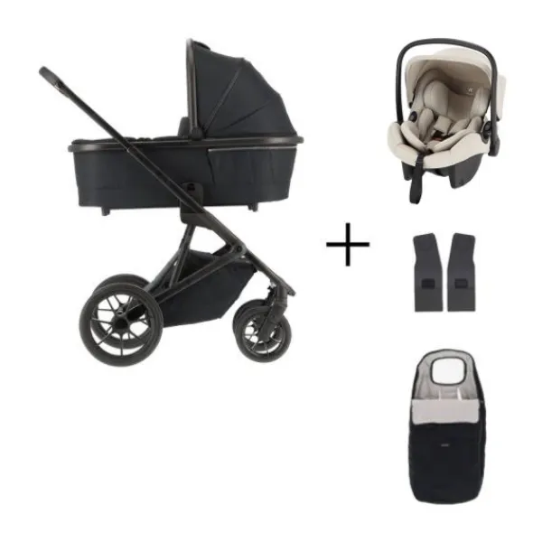 Qute Q-Rider Plus Kinderwagen - Denim Blue | Kidsriver Curve Autostoel - Black> Uitbreidbare Kinderwagens|Wandelwagens