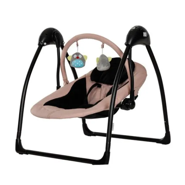 Qute Schommelstoel Q-Swing Softgrey Uil / Zwart Frame> Swings