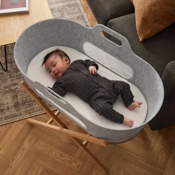 Snuz SnüzBaskit Moses Basket + Stand Set - Light Grey/Natural> Draagwiegen