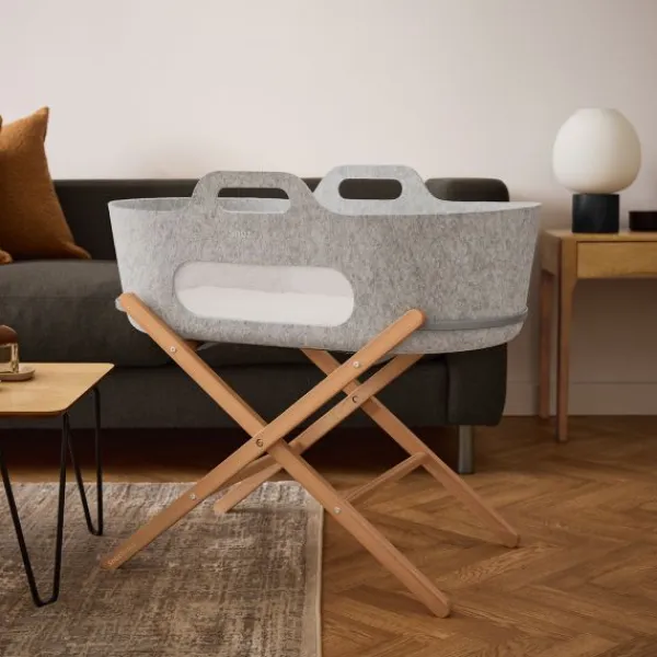 Snuz SnüzBaskit Moses Basket + Stand Set - Light Grey/Natural> Draagwiegen