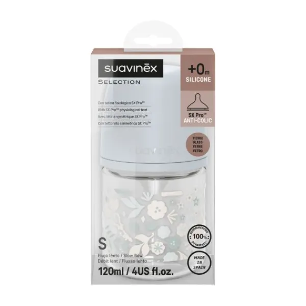 Suavinex Wonderland SX Pro Fles Glas - Slow Flow - 120ml - Roze> Flessen