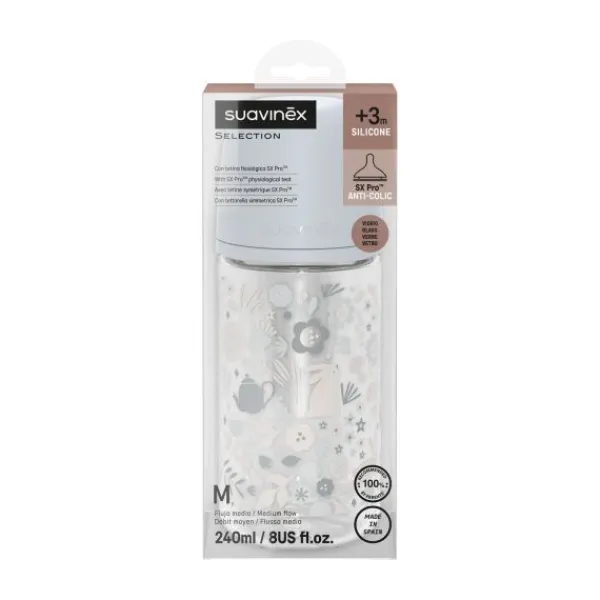 Suavinex Wonderland SX Pro Fles Glas - Slow Flow - 120ml - Roze> Flessen