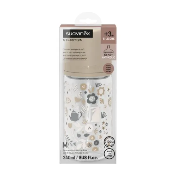 Suavinex Wonderland SX Pro Fles Glas - Slow Flow - 120ml - Roze> Flessen