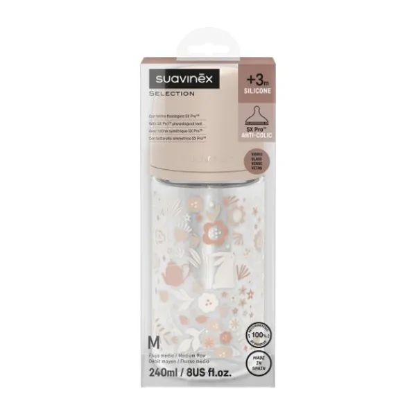 Suavinex Wonderland SX Pro Fles Glas - Slow Flow - 120ml - Roze> Flessen