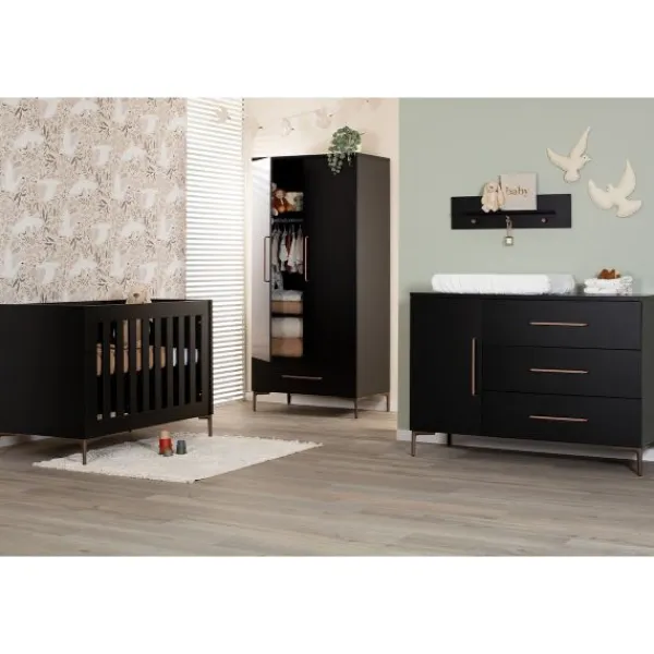 TWF Ledikant 60 x 120 - Commode 3 Laden - Hanglegkast 2 Deuren 1 Lade Modena Metaal> Complete Babykamers|Ladekasten
