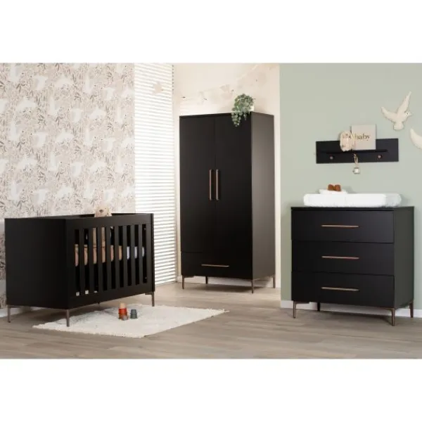 TWF Ledikant 60 x 120 - Commode 3 Laden - Hanglegkast 2 Deuren 1 Lade Modena Metaal> Complete Babykamers|Ladekasten