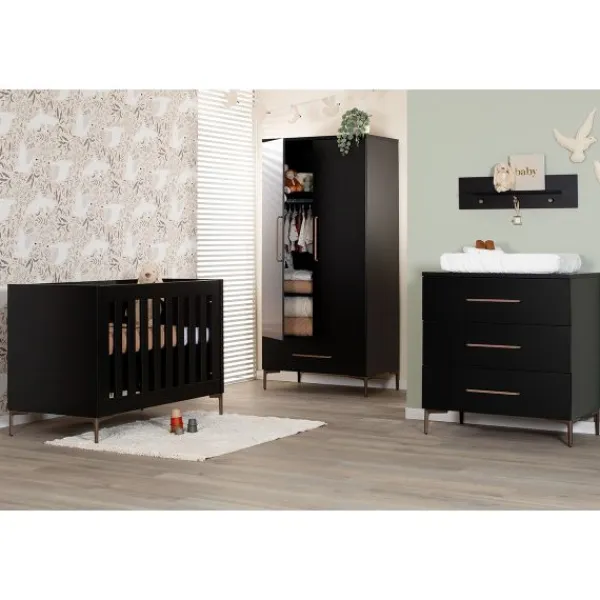 TWF Ledikant 60 x 120 - Commode 3 Laden - Hanglegkast 2 Deuren 1 Lade Modena Metaal> Complete Babykamers|Ladekasten