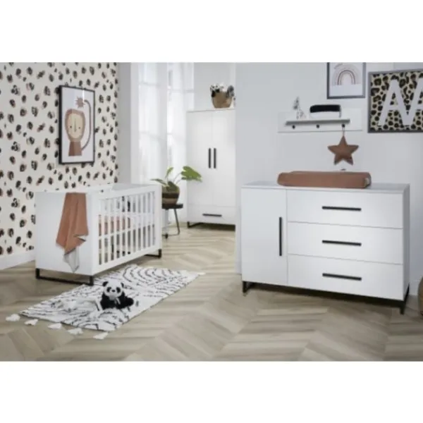 TWF Ledikant 60 x 120 - Commode 3 Laden - Hanglegkast 2 Deuren/1 Lade Torino> Complete Babykamers|Ladekasten