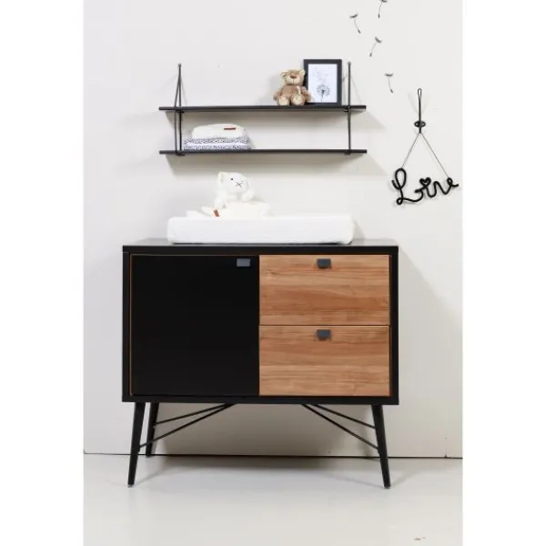TWF Ledikant 60x120 - Commode - Hanglegkast 2-deurs Retro Black> Complete Babykamers|Ladekasten