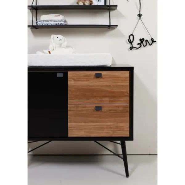 TWF Ledikant 60x120 - Commode - Hanglegkast 2-deurs Retro Black> Complete Babykamers|Ladekasten
