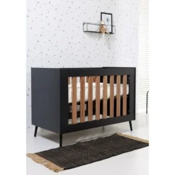 TWF Ledikant 60x120 - Commode - Hanglegkast 2-deurs Retro Black><noscript><img width=