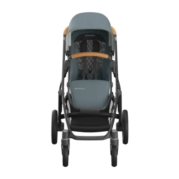 UPPAbaby Kinderwagen 2-in-1 Vista V3 Dillan Stone Blue Met Carbon Frame En Sand Leather> Uitbreidbare Kinderwagens|Tweeling Kinderwagens