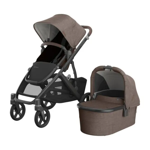 UPPAbaby Kinderwagen 2-in-1 Vista V3 Dillan Stone Blue Met Carbon Frame En Sand Leather> Uitbreidbare Kinderwagens|Tweeling Kinderwagens