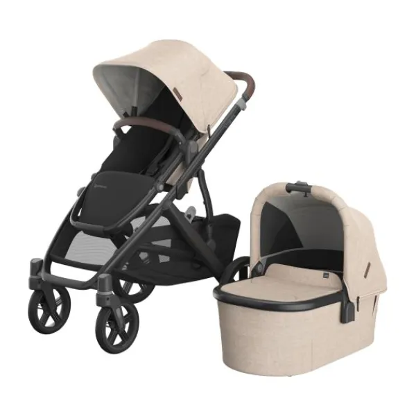 UPPAbaby Kinderwagen 2-in-1 Vista V3 Dillan Stone Blue Met Carbon Frame En Sand Leather> Uitbreidbare Kinderwagens|Tweeling Kinderwagens
