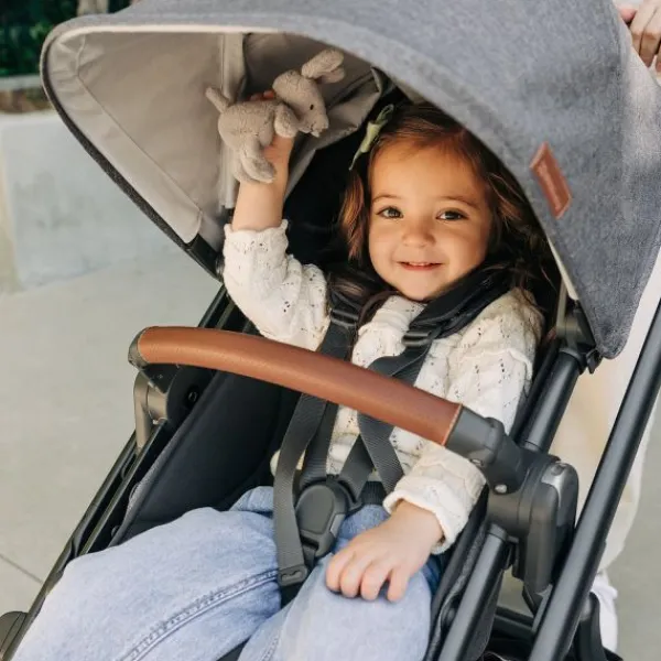UPPAbaby Kinderwagen 2-in-1 Vista V3 Dillan Stone Blue Met Carbon Frame En Sand Leather> Uitbreidbare Kinderwagens|Tweeling Kinderwagens