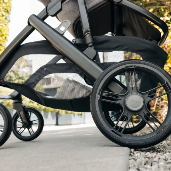 UPPAbaby Kinderwagen 2-in-1 Vista V3 Dillan Stone Blue Met Carbon Frame En Sand Leather> Uitbreidbare Kinderwagens|Tweeling Kinderwagens