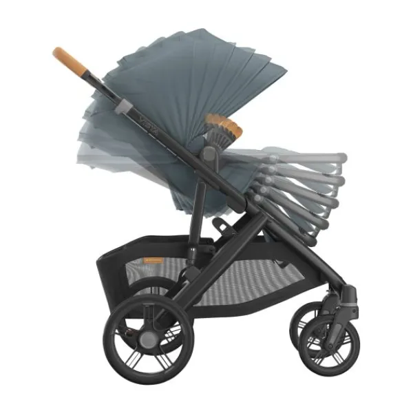 UPPAbaby Kinderwagen 2-in-1 Vista V3 Dillan Stone Blue Met Carbon Frame En Sand Leather> Uitbreidbare Kinderwagens|Tweeling Kinderwagens