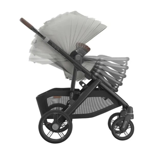 UPPAbaby Kinderwagen 2-in-1 Vista V3 Dillan Stone Blue Met Carbon Frame En Sand Leather> Uitbreidbare Kinderwagens|Tweeling Kinderwagens